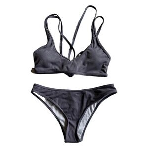 NWT Romwe Grey Bikini with stitched back Size Medium